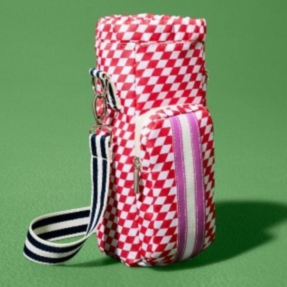 ☀️ Prince Pickleball Water Bottle Sling - Red check ☀️